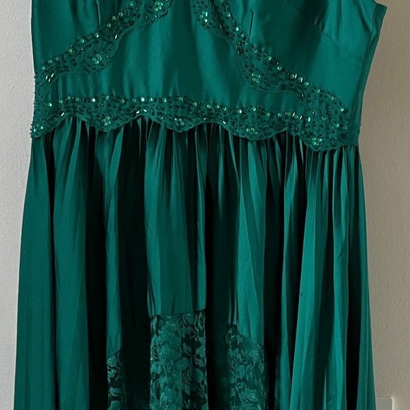Adriana Papell Lace Sequin and Beaded  Kelly Green Maxi Dress 14P - Picture 7 of 14